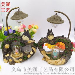 美涵廠家直銷 創意日式Zakka風龍貓小夜燈，精美樹脂工藝品，理想學生禮品